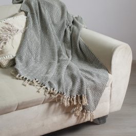 Handwoven Cotton Throw Blanket – Chevron Zigzag Pattern | 68 x 51 inches